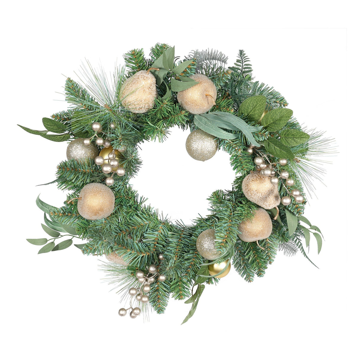 Golden Fruit Bauble and Berry Wreath (60cm)