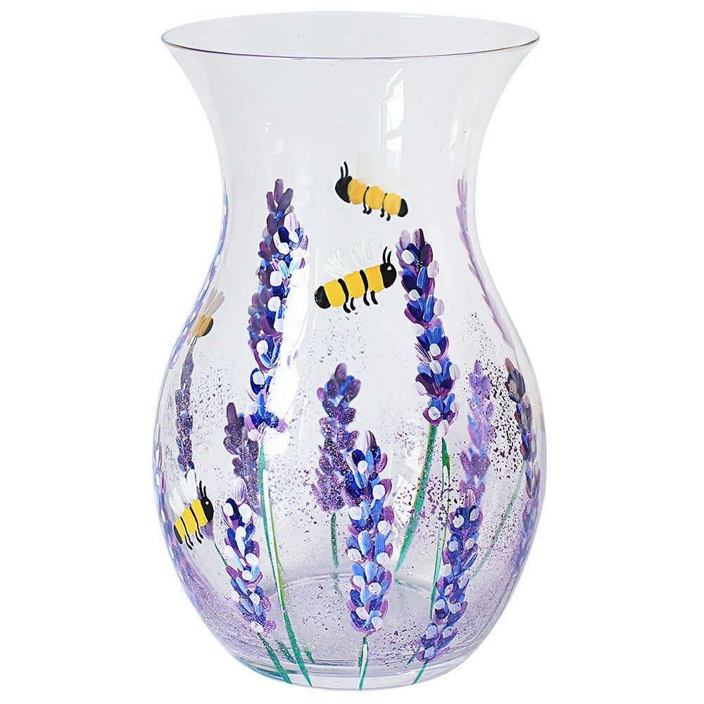 Bees & Lavender Hand Painted Vase