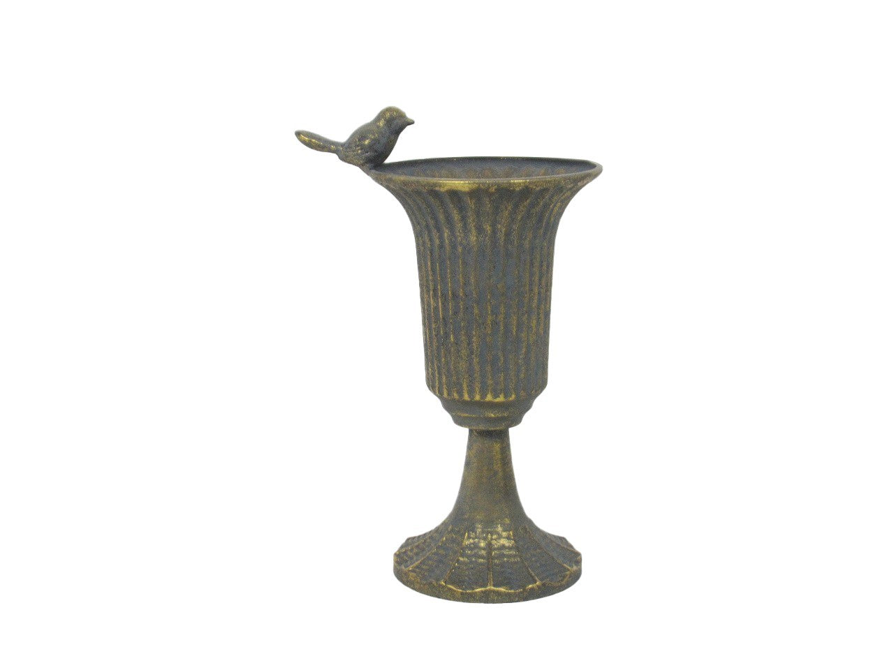 Antique Gold Creation Metal Urn Vase on Stem (25cm)