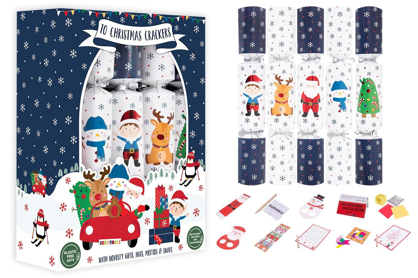 10 Family Santa & Friends 12\" Crackers