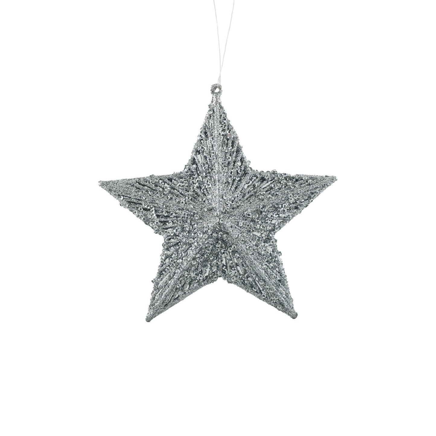 Glitter Star Hanging Decoration - Silver (15cm)