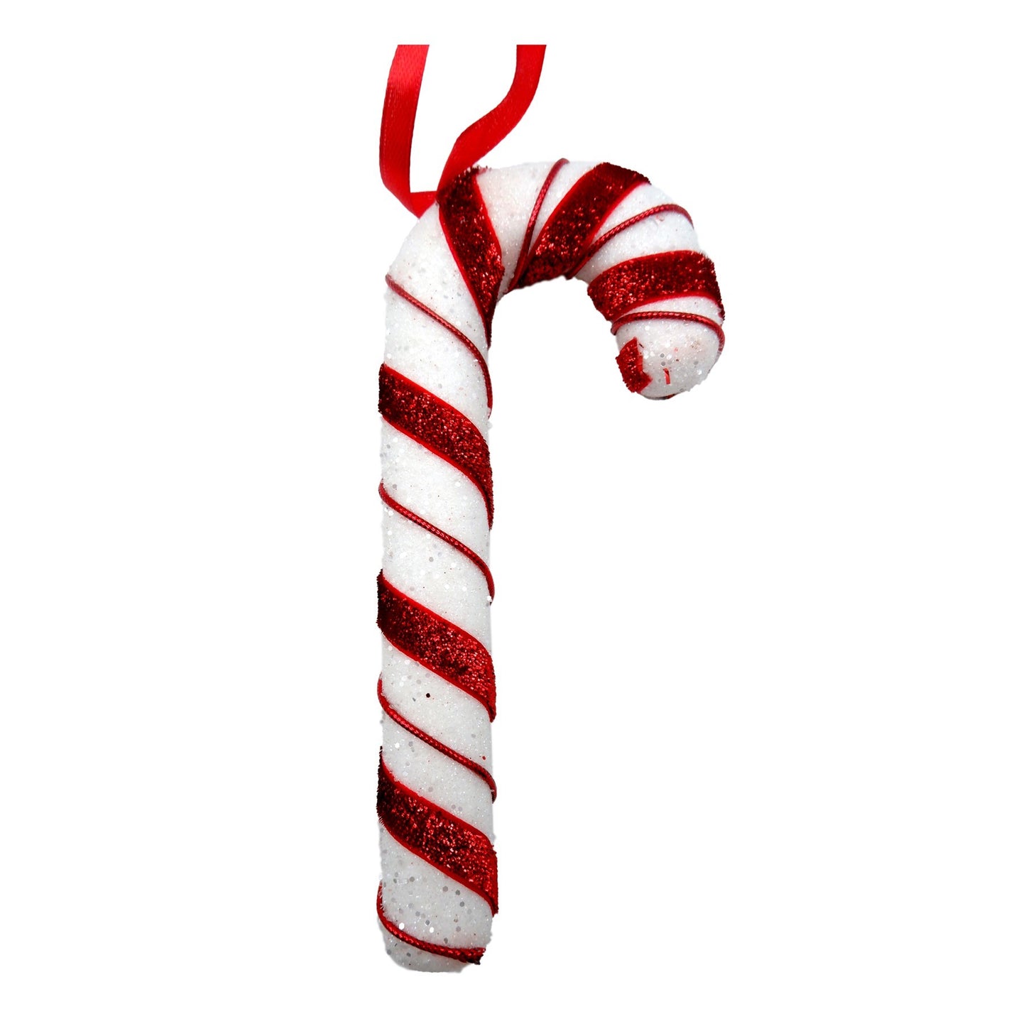 White & Red Glitter Candy Cane Hanging Decoration (17cm)