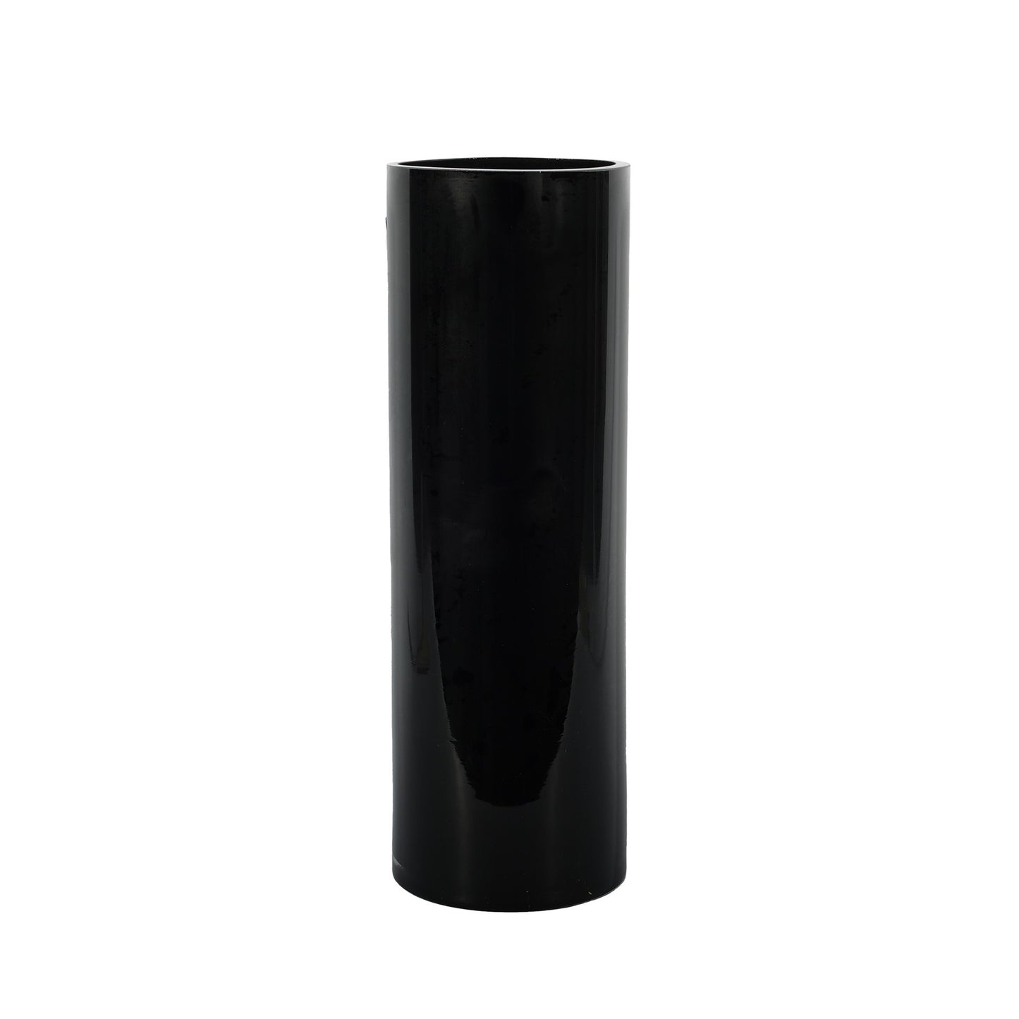 Black Gloss Cylinder Glass Vase (30cm H x 10cm W)