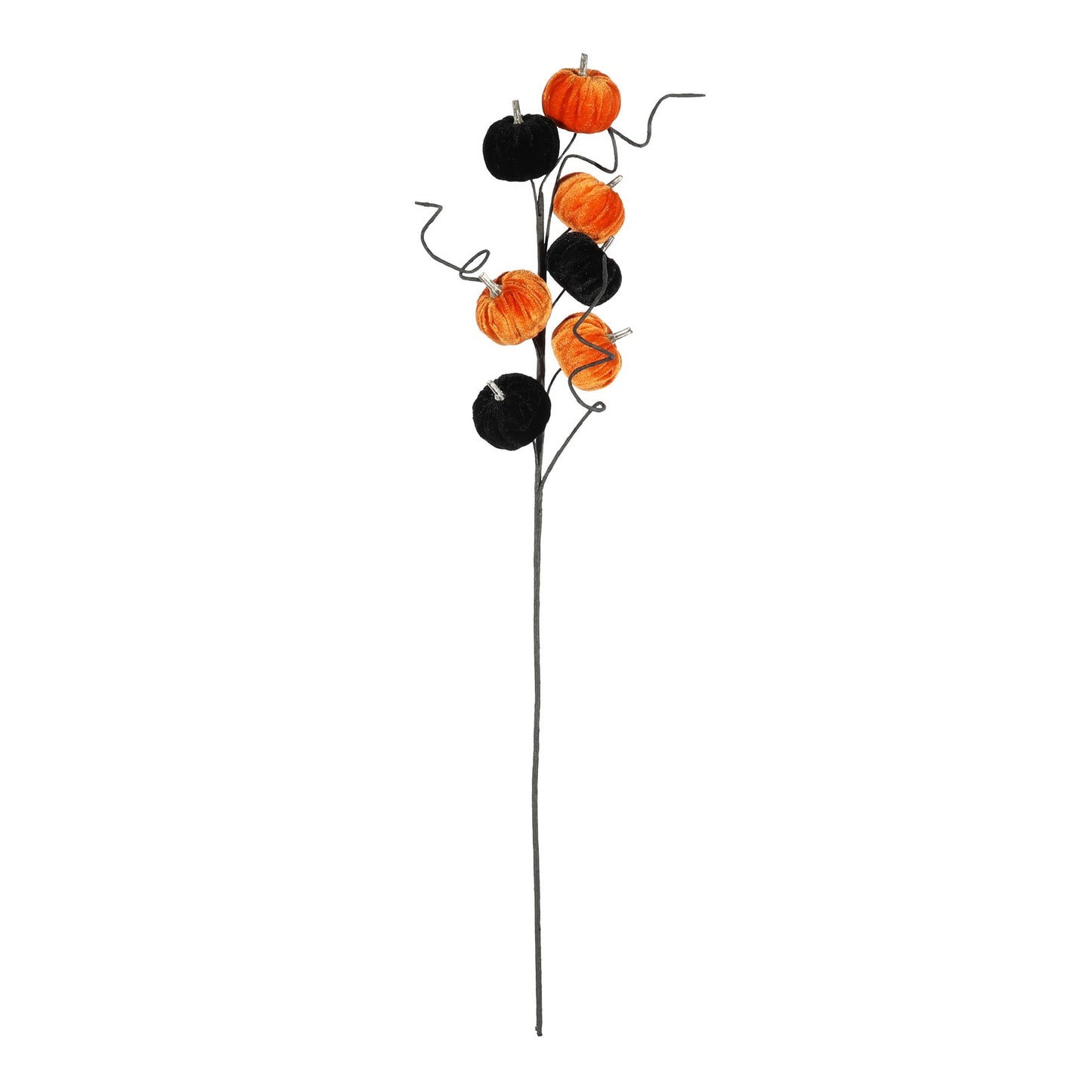 Black & Orange Velvet Pumpkin Pick (70cm)