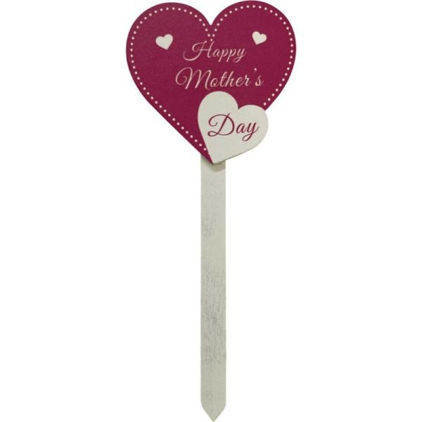Pink Happy Mothers Day Heart Pick