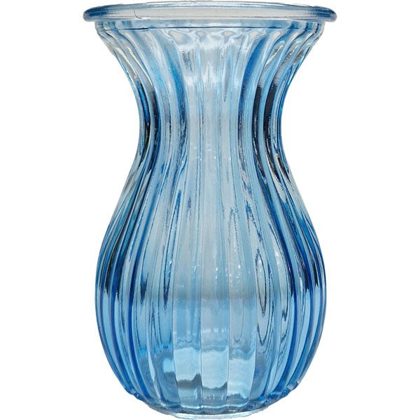 Blue Harper Fluted & Flared Glass Vase (14cm)