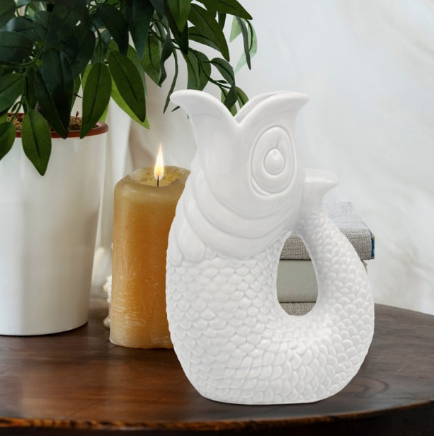 White Fish Jug Vase (20cm)