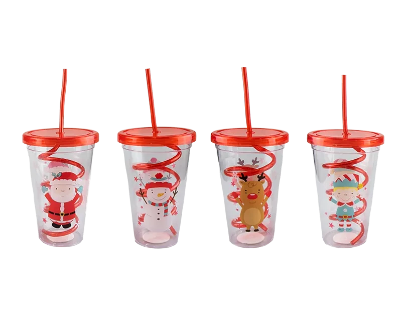 Christmas Cup With Twist Straw