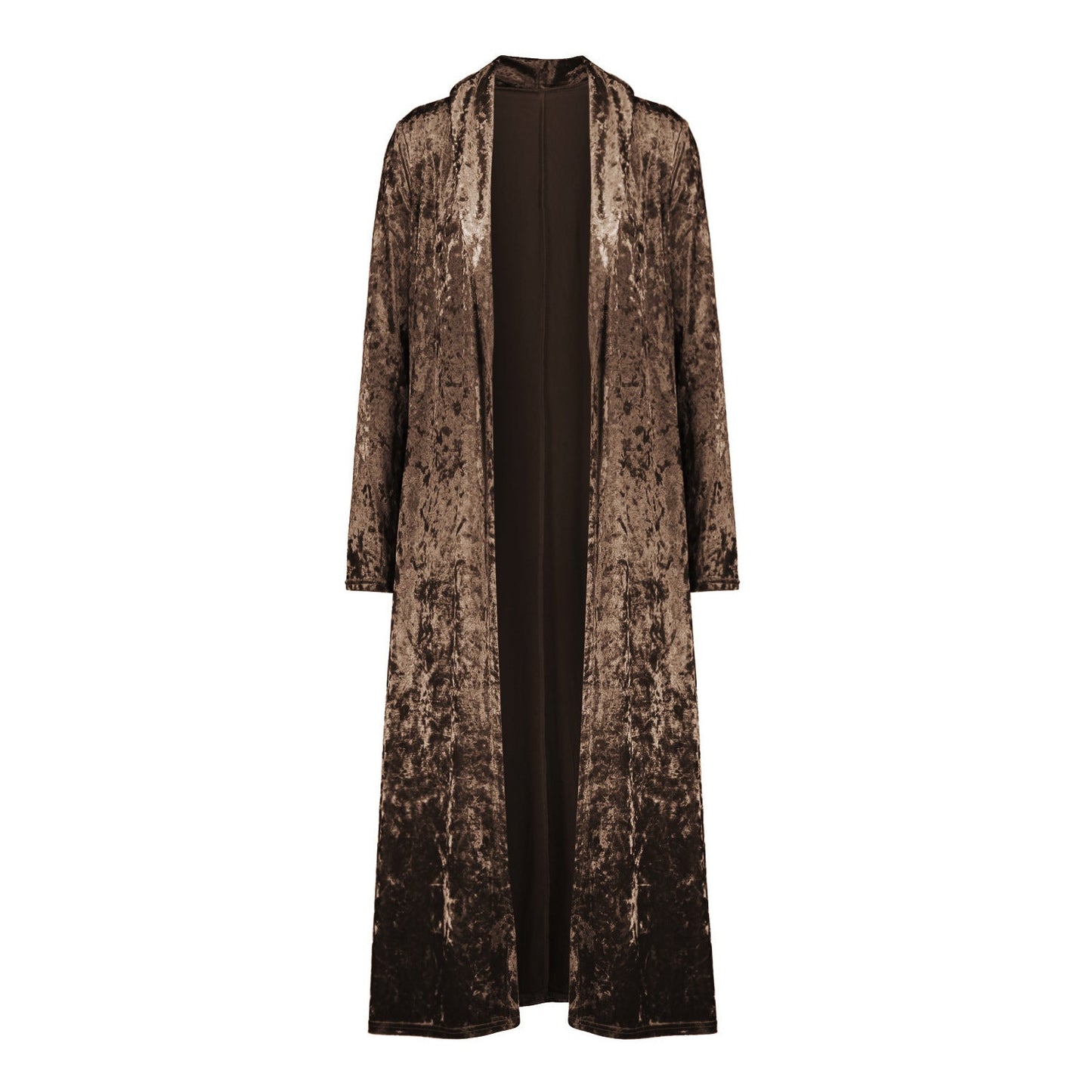 Long sleeve plus length velvet trench coat