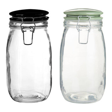 Luca Deli 1500ml Jar With Glass And Green Lid