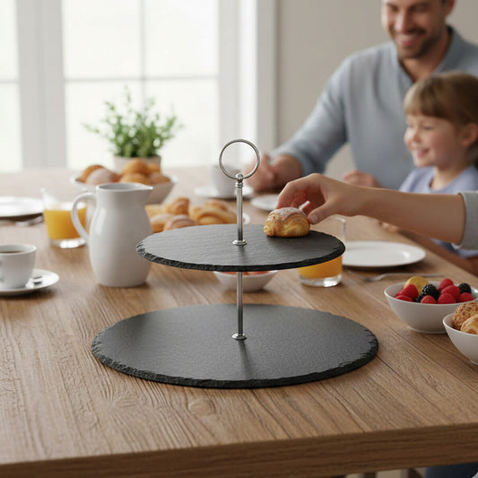 Preto 2 Tier Round Cake Stand | Slate