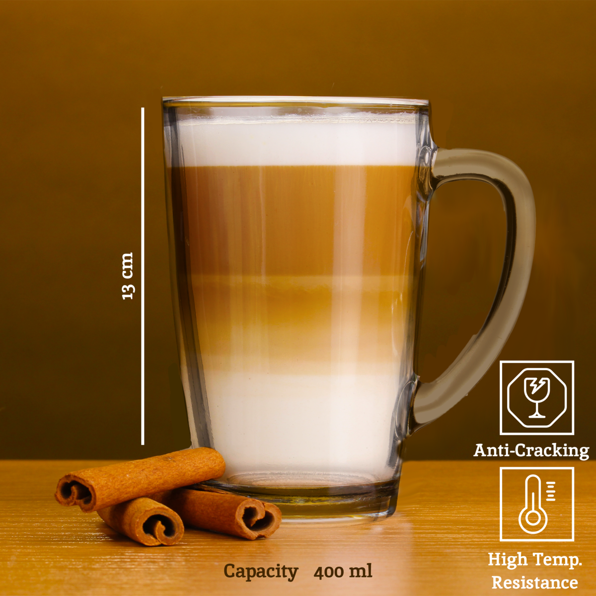 Clear Tall Glass Mugs Set of 4 | Euri