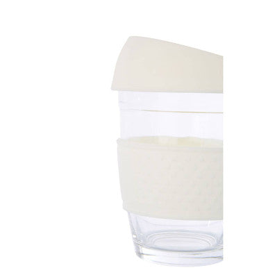 Glass Mug with Cream Silicone Band Lid | Mimo