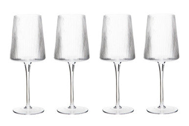 Set of Four Ribbed Wine Glasses 430ml | Eldon