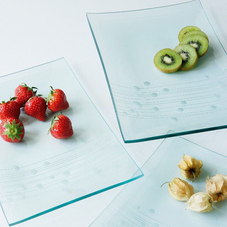 Vidrio Large Textured Glass Rectangular Plate