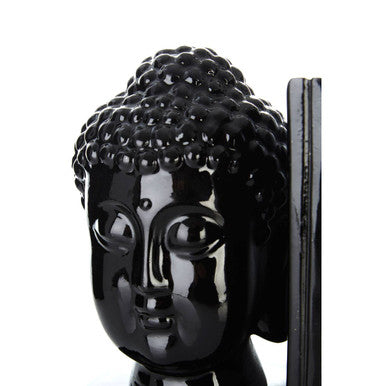 Piper Buddha Head Black Bookends
