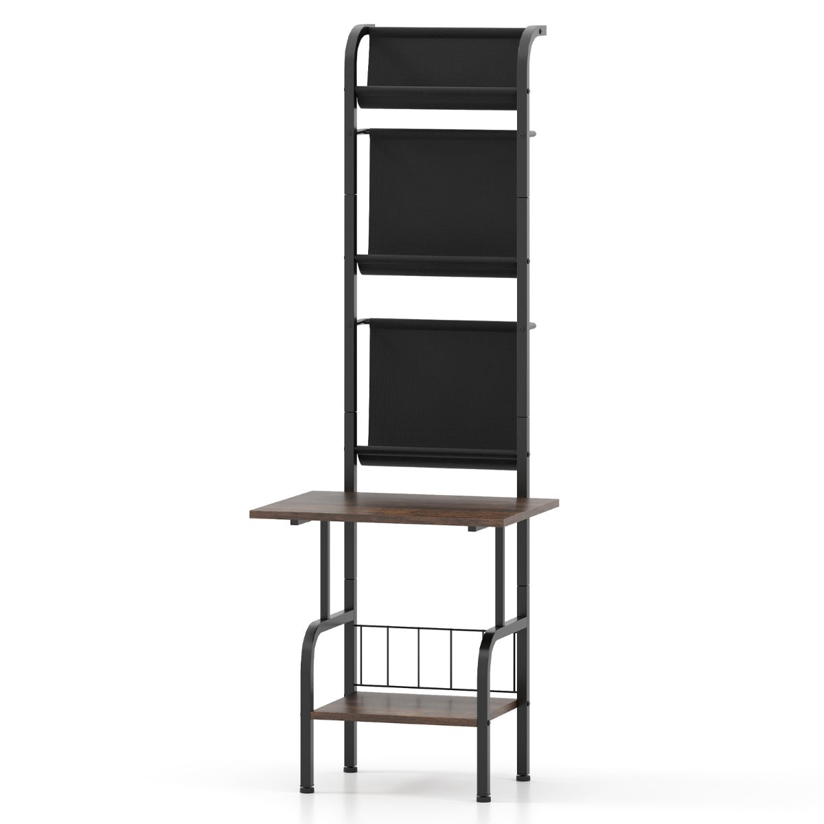 144cm Tall Record Player Stand with Vinyl Storage for Living Room Bedroom-Brown