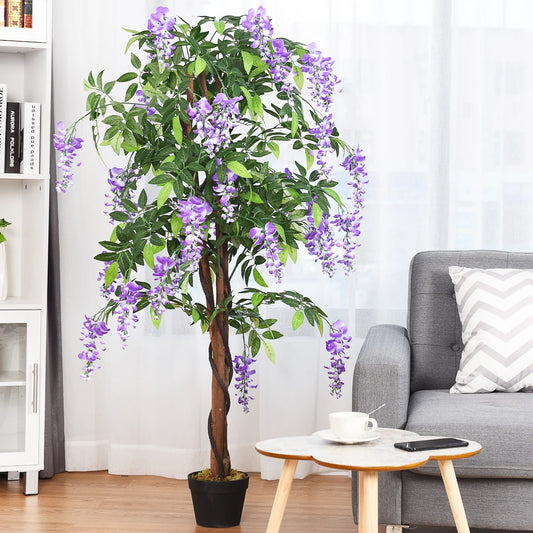 150 CM Ficus Artificial Tree Set of 2 with 3 Natural Trunks