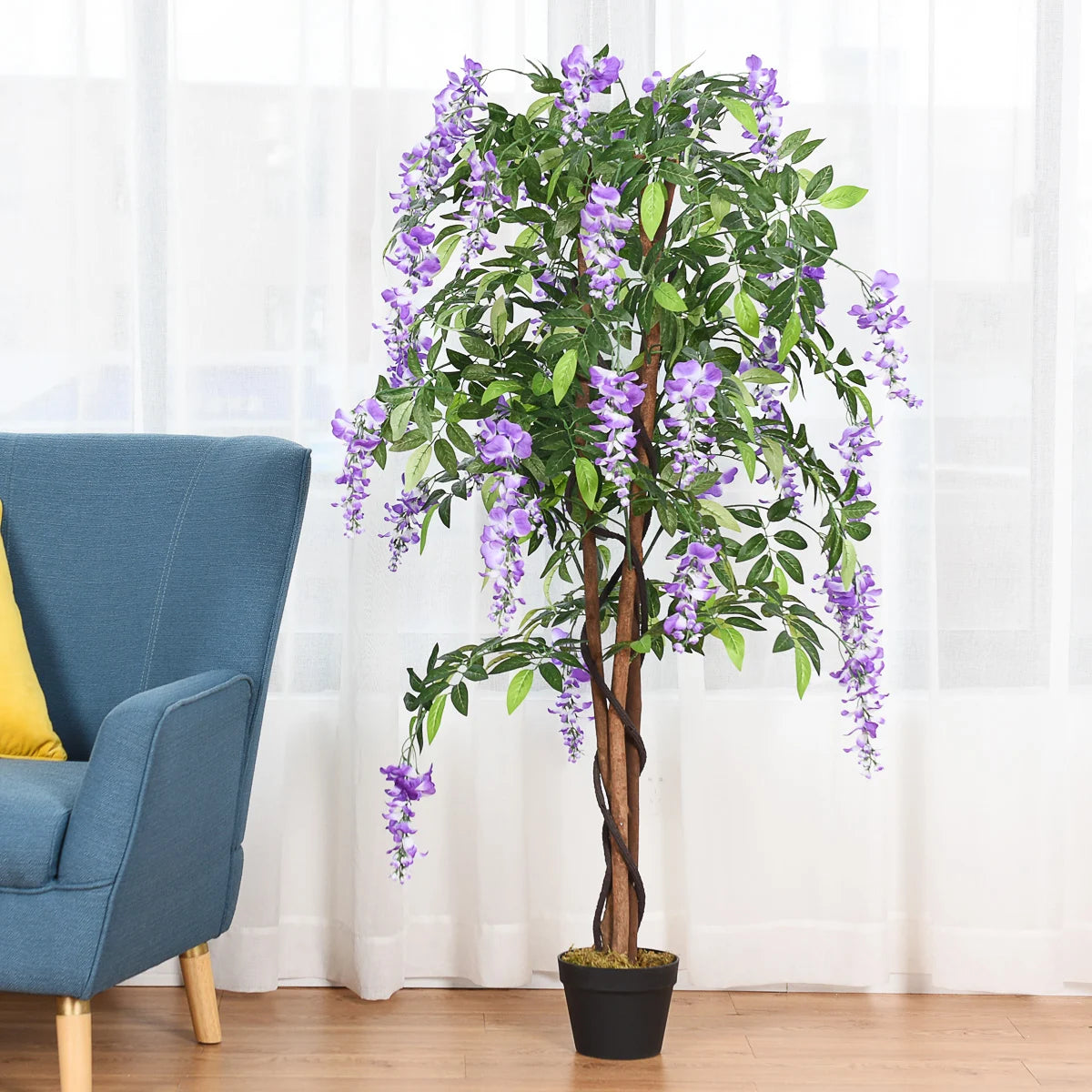 150 CM Ficus Artificial Tree Set of 2 with 3 Natural Trunks