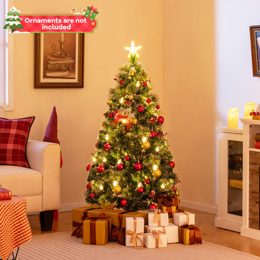150/180CM Artificial Christmas Tree with 8 Lighting Modes and Optical Fibers-150 cm