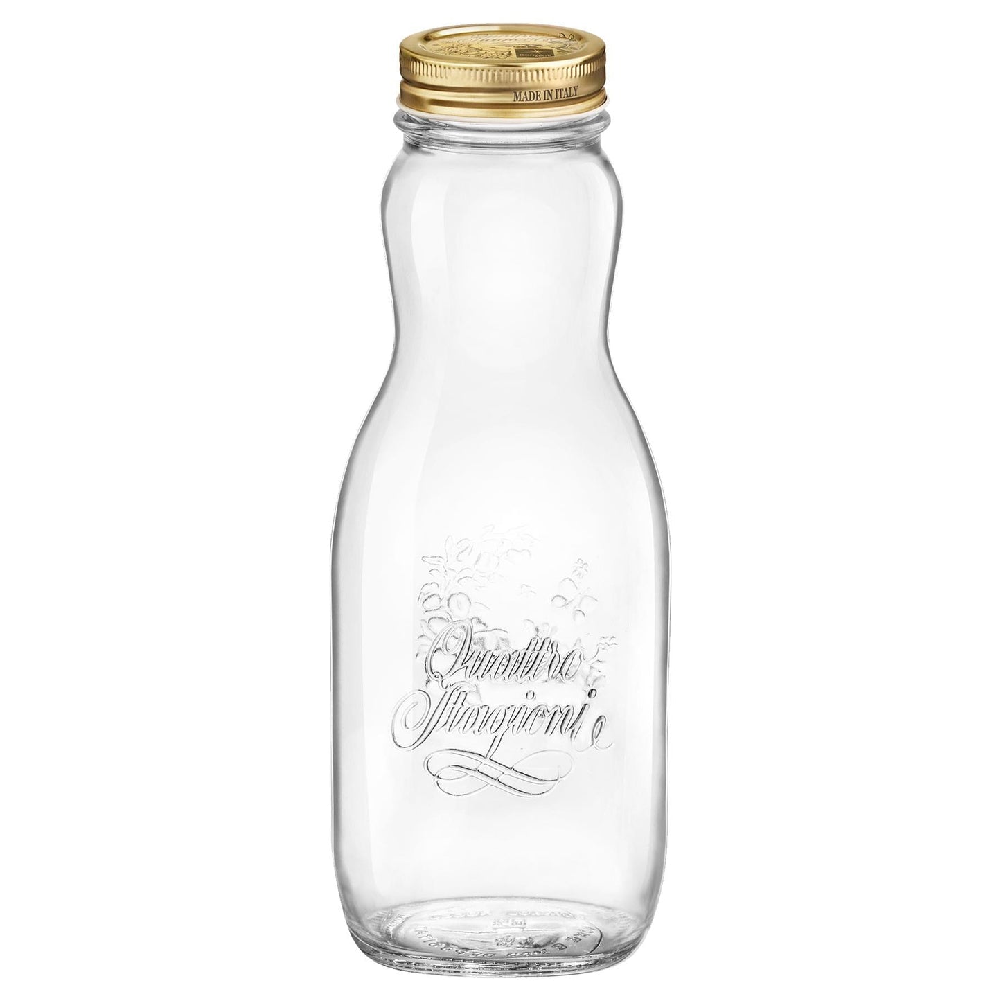 1L Quattro Stagioni Glass Juice Bottles with Screw Top Lid - Pack of 3