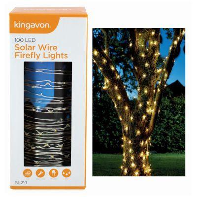 100 LED Warm Solar Wire Firefly Lights Set