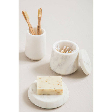 Off White Marble Cotton Jar | Abaska