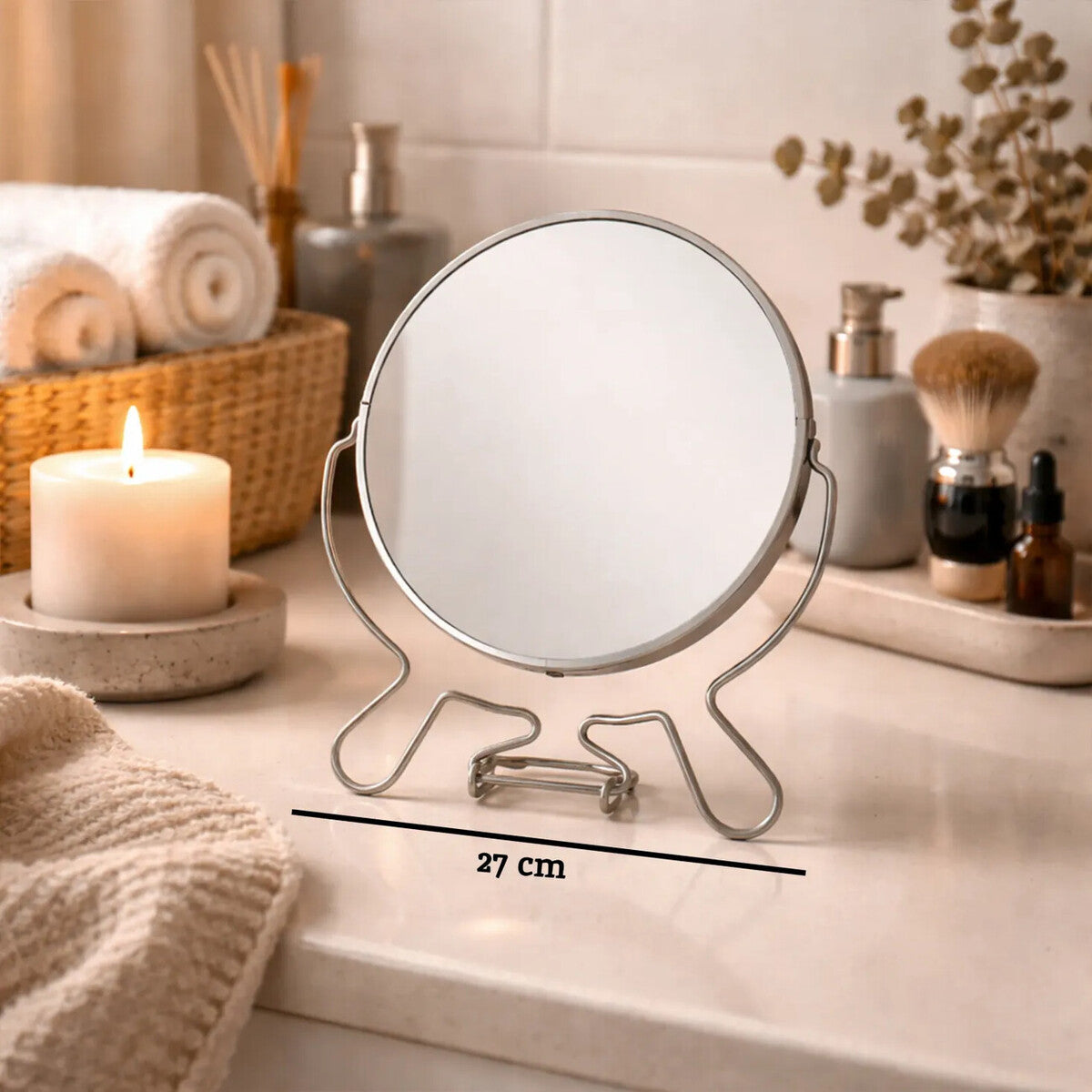 Silver Effect Two Sided Small Shaving Mirror | Mison