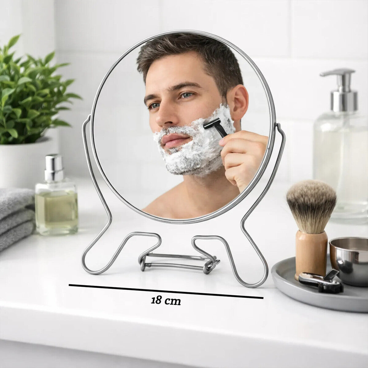 Silver Effect 2 Sided Large Shaving Mirror | Mison