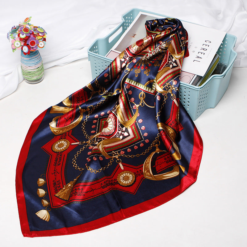 Women's 90/90cm Fashion Bandana, Printed Silk Satin Hair Scarf, Premium Square Scarf