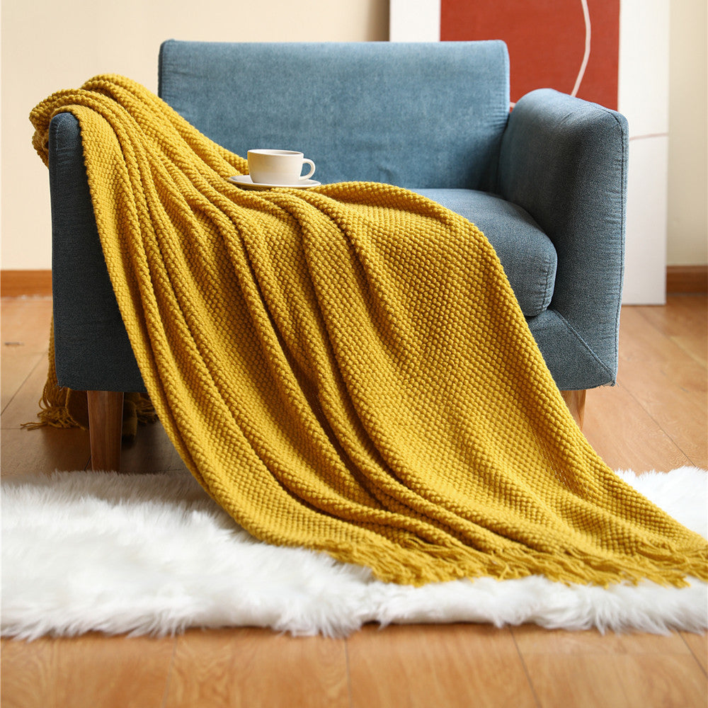 Pineapple Grid Knitted Sofa Blankets