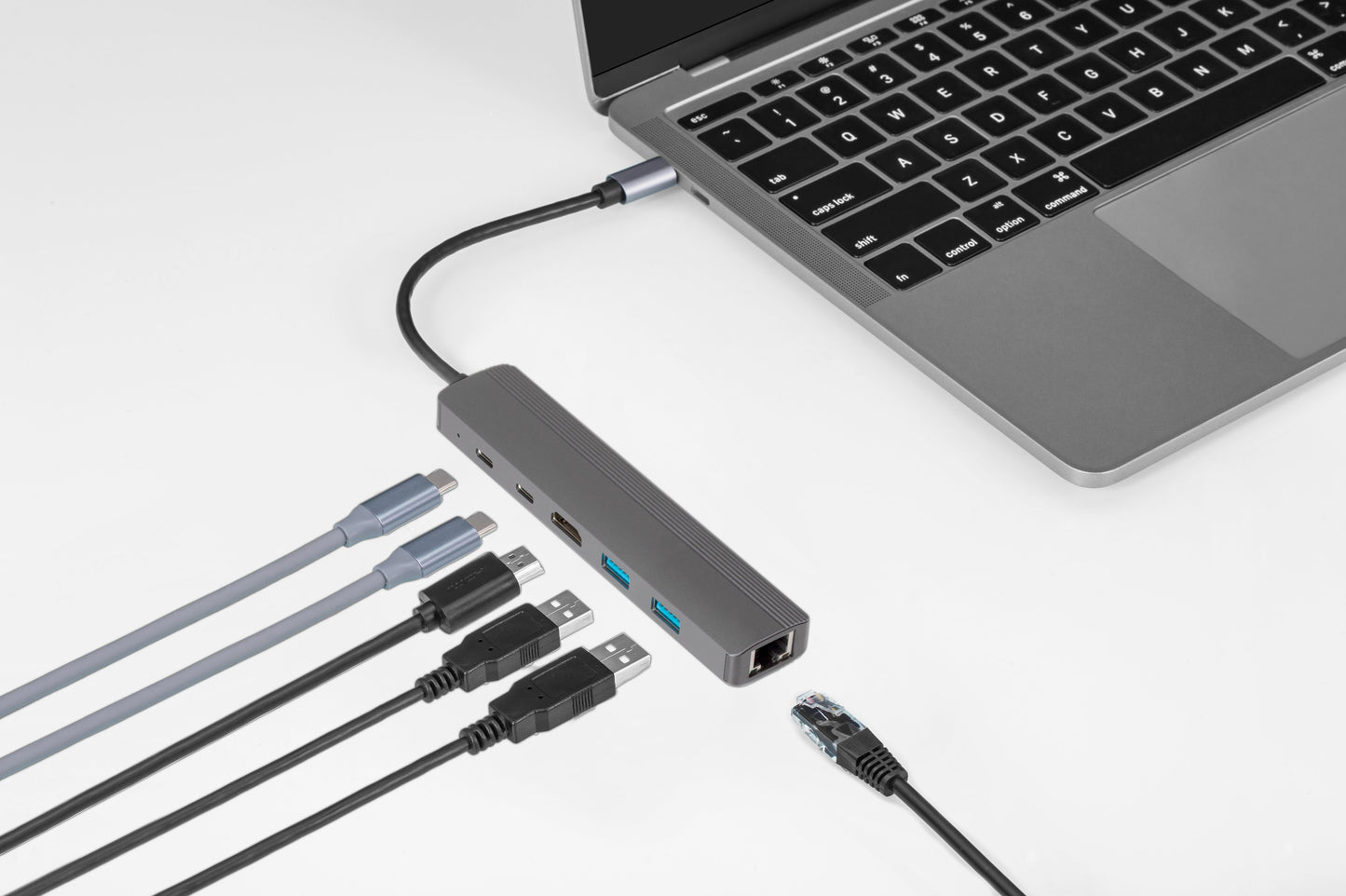 Maplin USB-C Multiport Hub 2x USB-A 3.0 / HDMI / 2x USB-C 100W / Gigabit RJ45