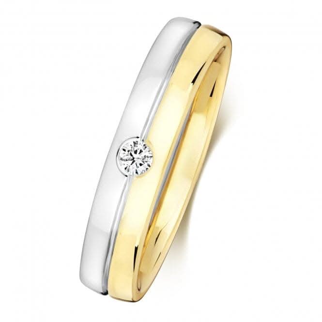 Wedding Band 9ct Diamond Wedding Two Tone Gents 5.0mm Ring RD723