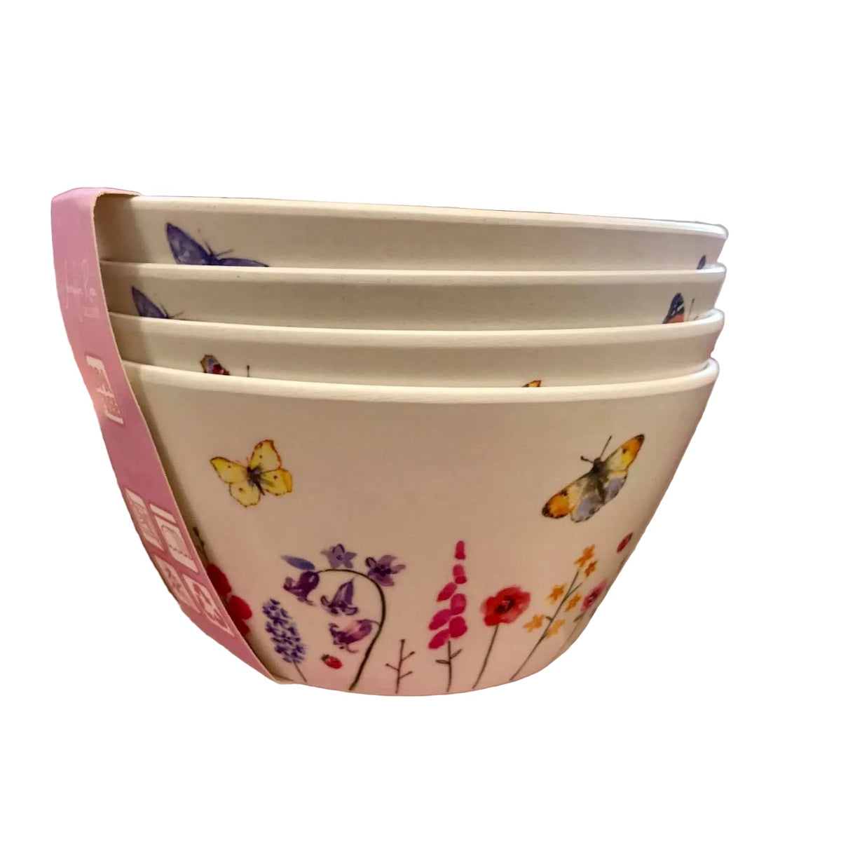 Butterfly Garden set 4 bamboo Bowls