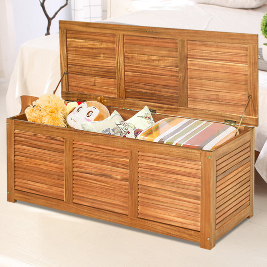 180 Litre Acacia Wood Deck Box for Garden Backyard