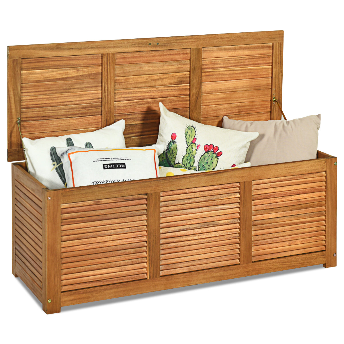 180 Litre Acacia Wood Deck Box for Garden Backyard