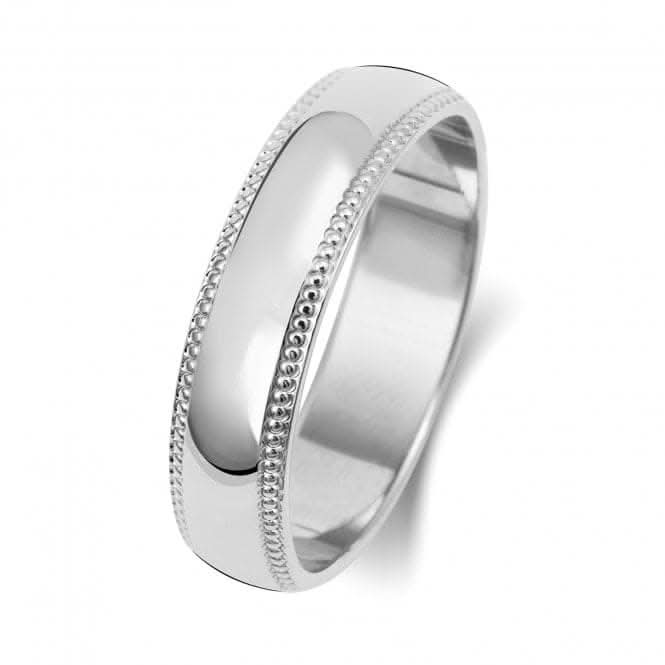 Wedding Band 18K D Shape Millgrain 5mm-1.75 Wedding Ring WQ185WH