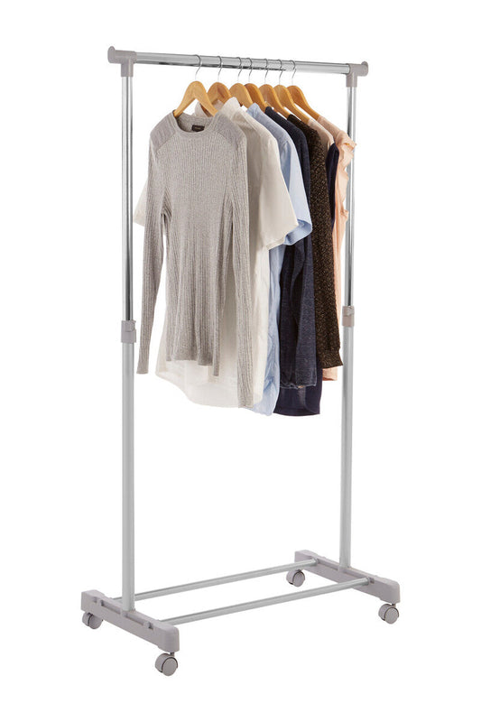 Grey and Chrome Finish Clothes Hanging Rail with Wheels | Ralesi