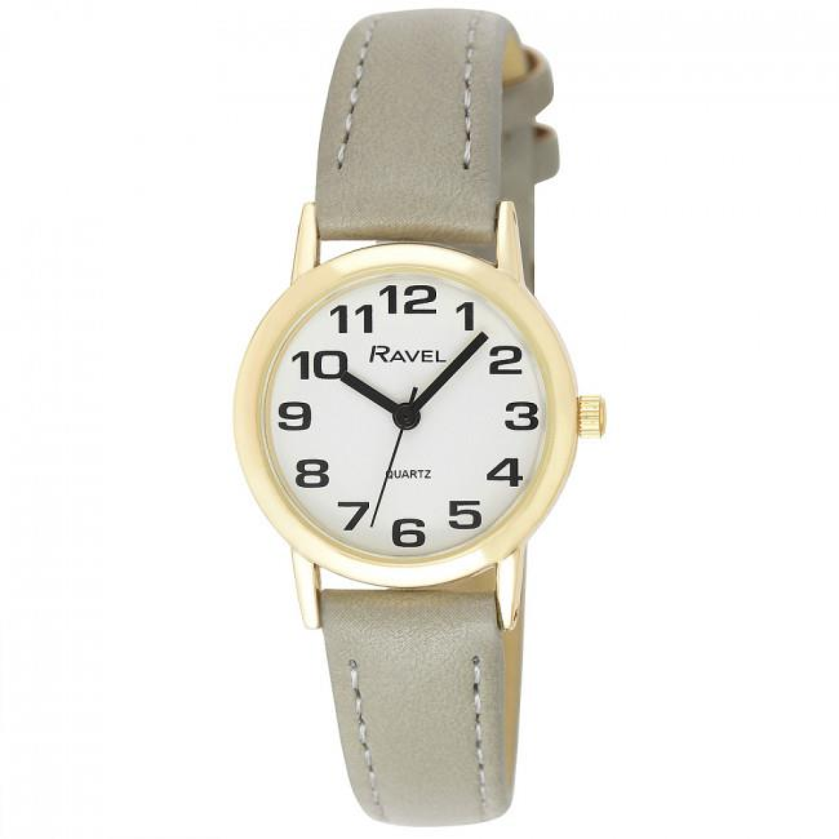 Ravel Ladies Basic White Dial Grey Leather Strap Watch R0105.43.2A