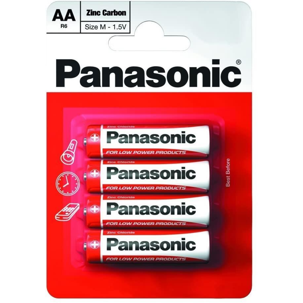 Panasonic AA Zinc Batteries 4 Per Card- Box of 12