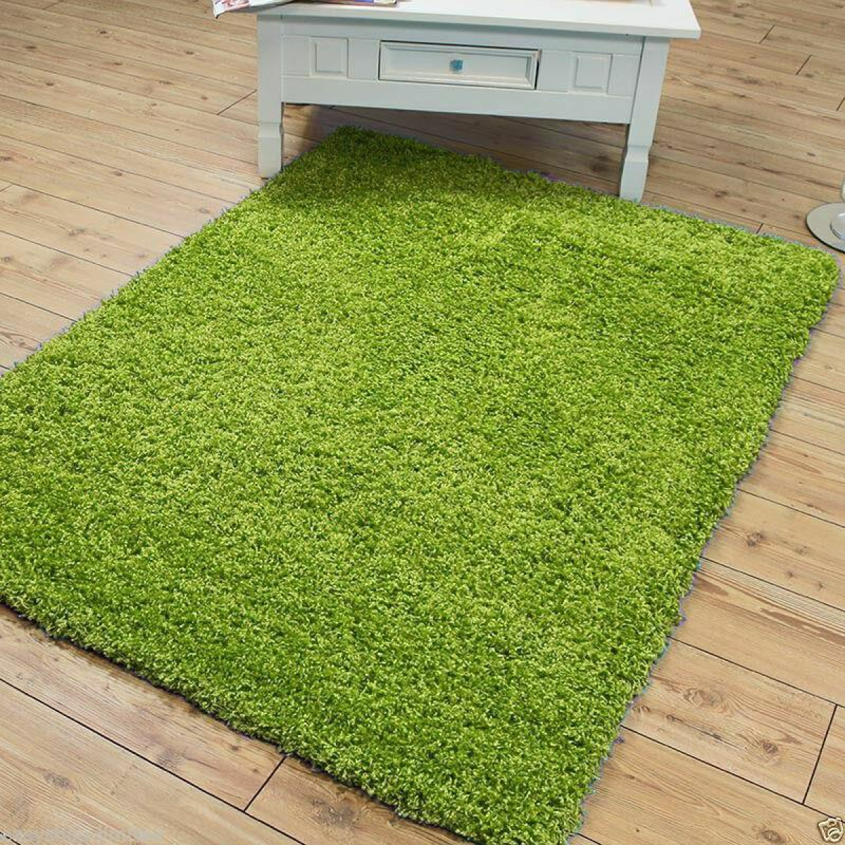 LIME GREEN SHAGGY RUGS 40 x 40