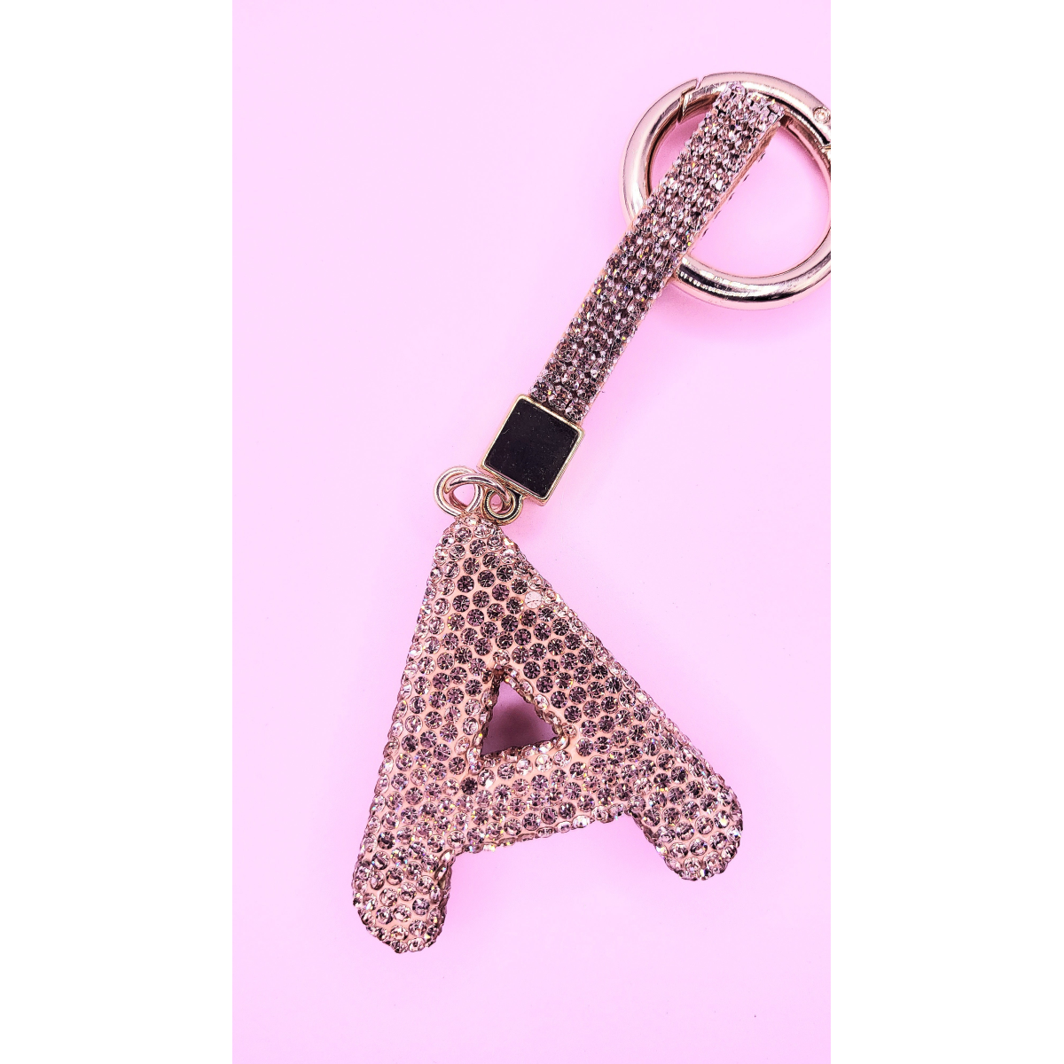 Initial Letter Rose Gold Crystal Glam Key Ring