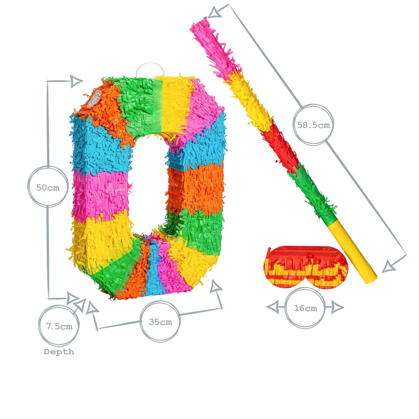 Large Number 0 Pinata Party Set