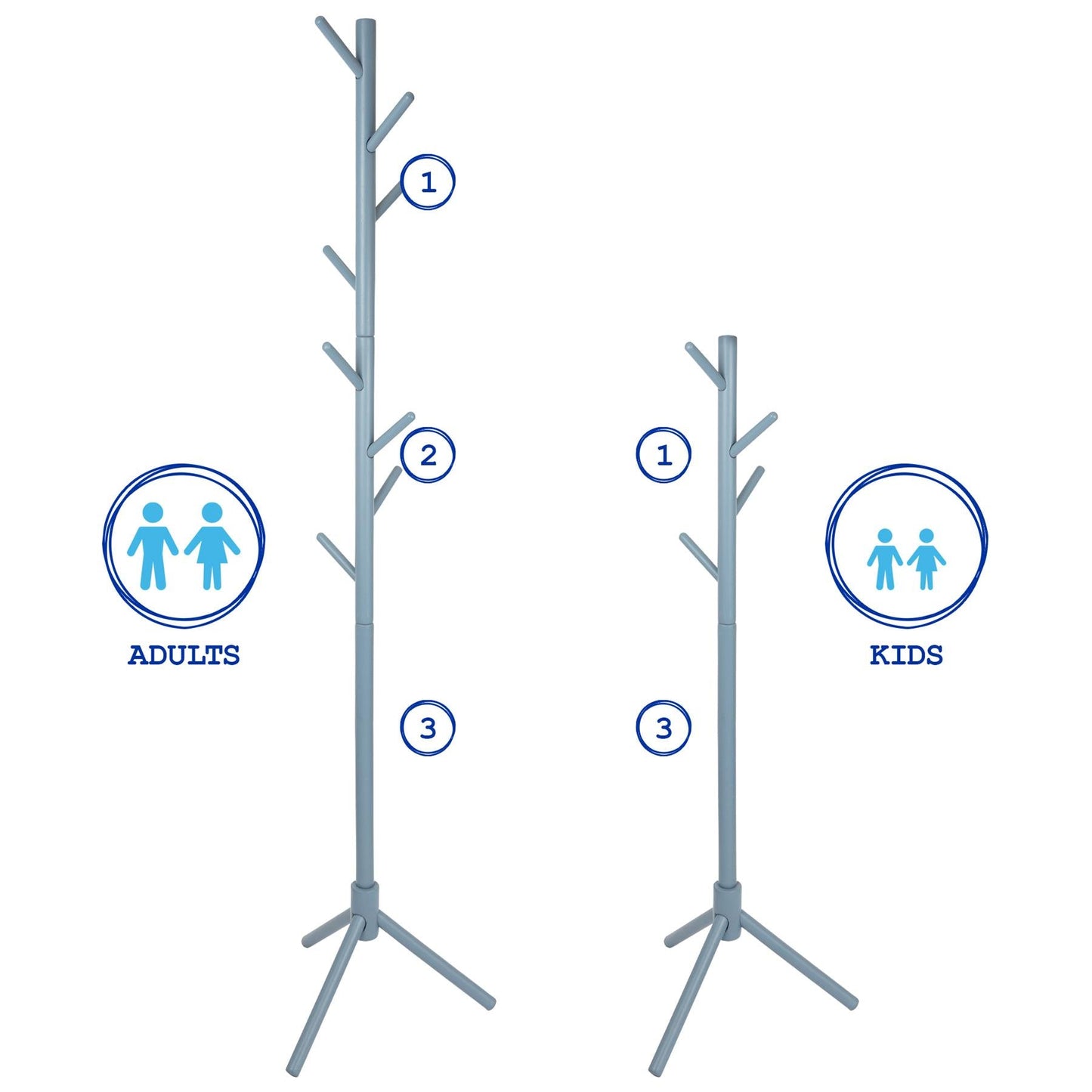 Grey Free-Standing Wooden Coat Rack