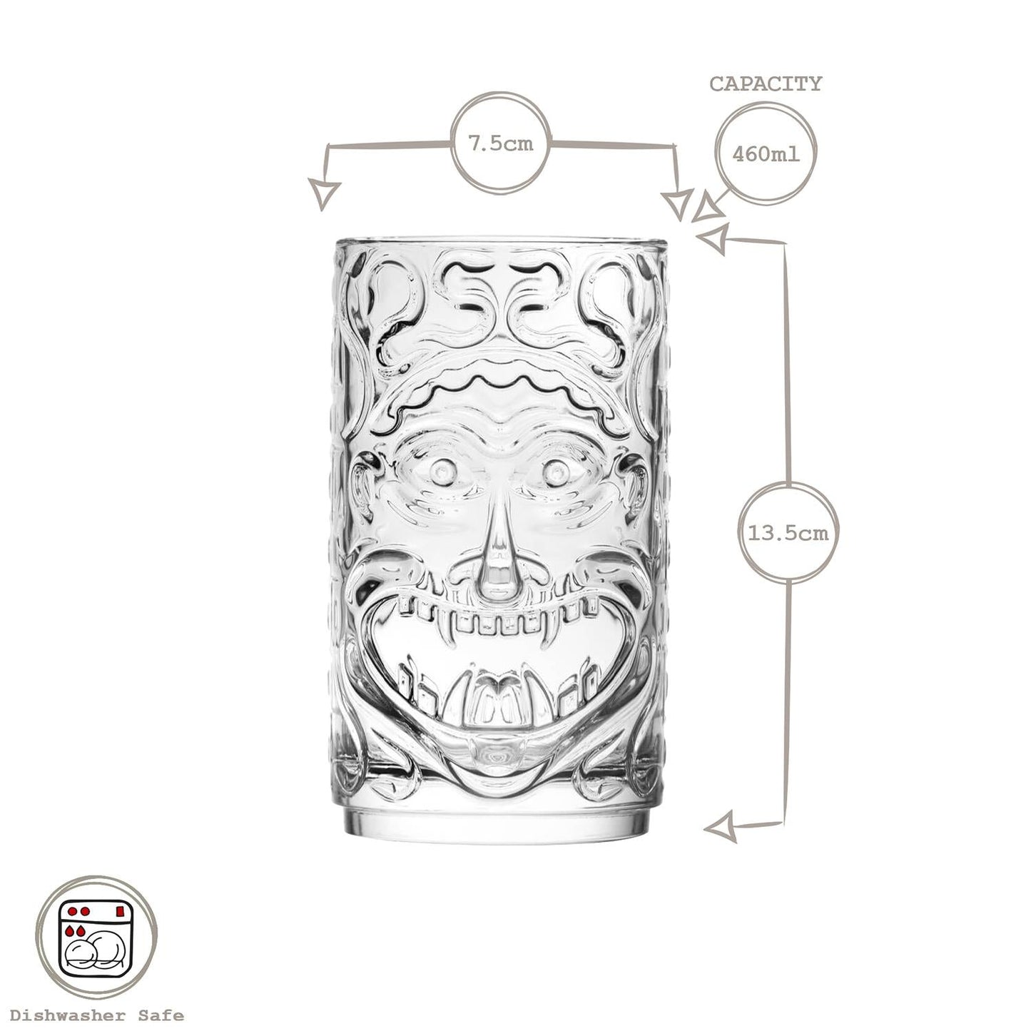 8 Piece Crystal 460ml Tiki Highball Glasses Set