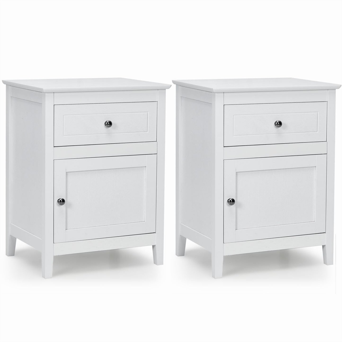 2-Tier Modern Badroom Nightstand with Drawer Set of 2