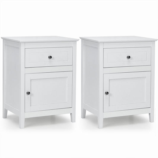 2-Tier Modern Badroom Nightstand with Drawer Set of 2