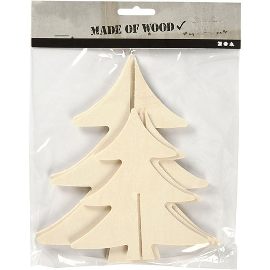 2 x Assorted Size 3D Wooden Chritmas Trees Decoration Crafts