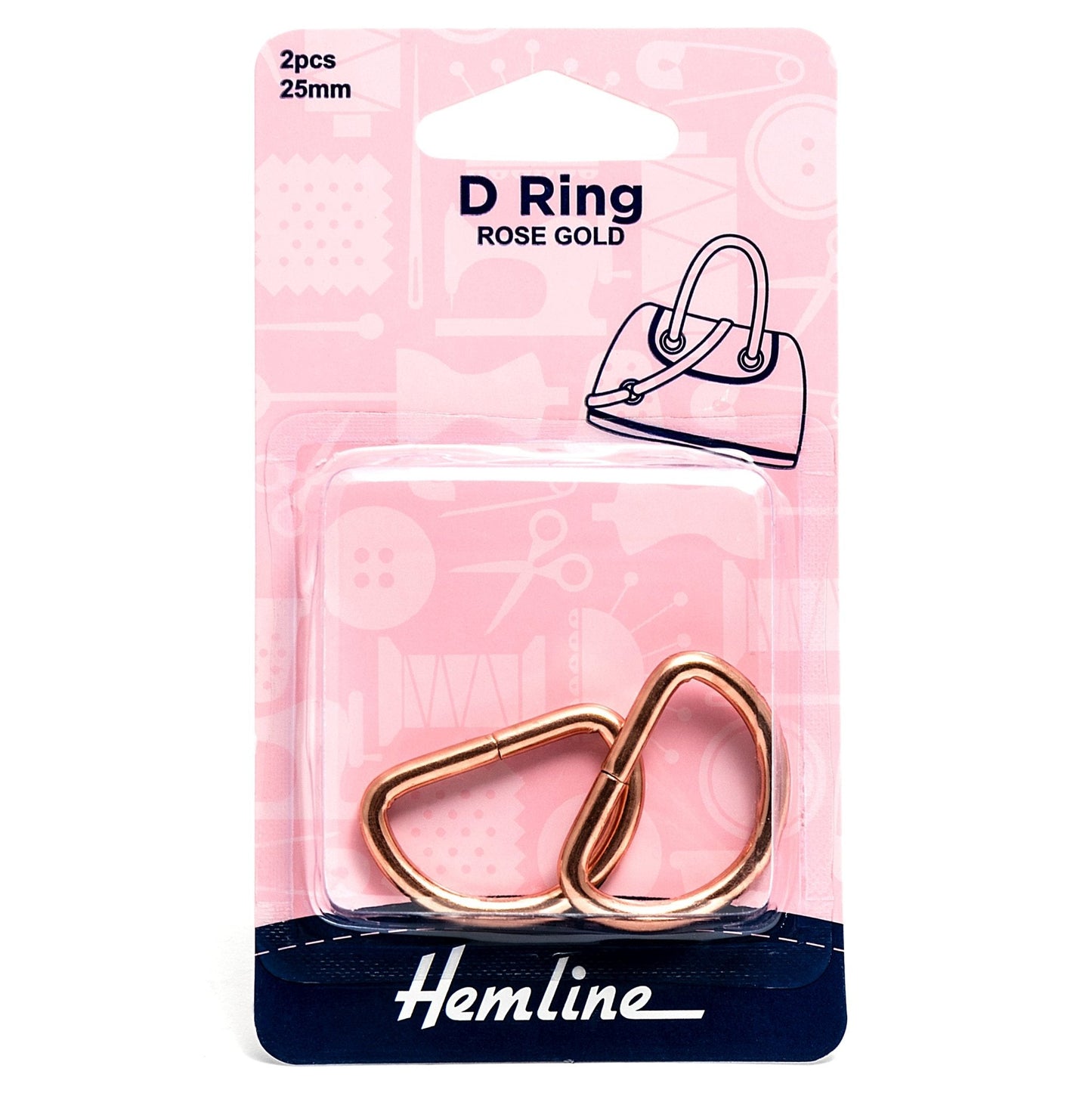 2 x Hemline D Shaped Alloy Rings Macramé Bag Making Crafts 25mm - Select Colour