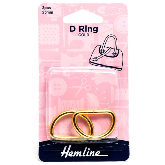 2 x Hemline D Shaped Alloy Rings Macramé Bag Making Crafts 25mm - Select Colour